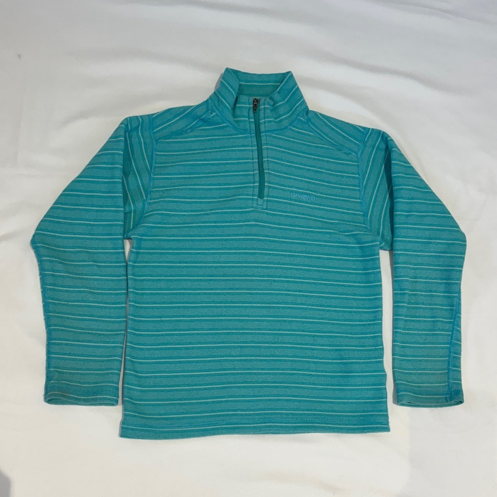 Patagonia Aqua Striped Quarter-Zip Fleece size XS or 5-6 - Picture 5 of 6
